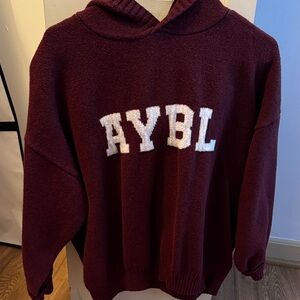 AYBL Women's Maroon Hooded Sweater with White Lettering